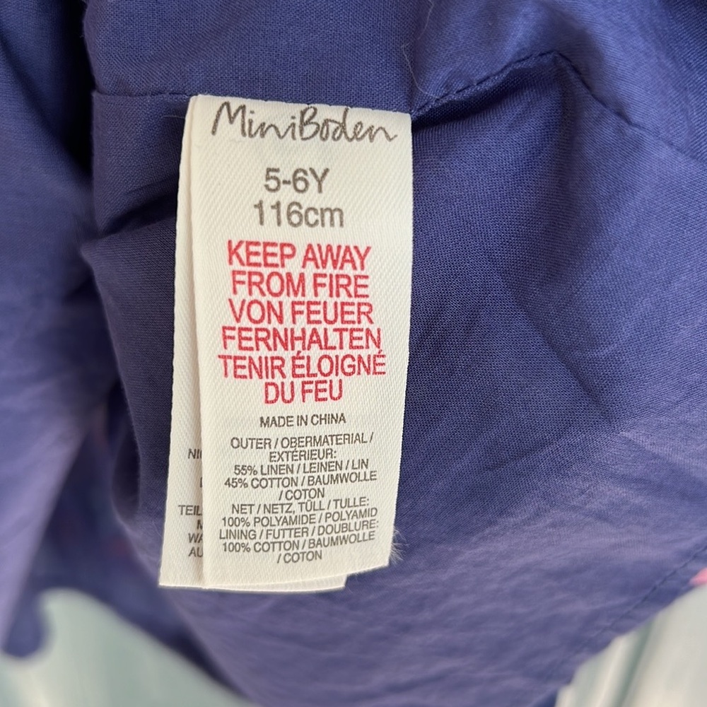 Mini Boden Floral Kids Dress - Blue and Pink - Picture 9 of 10